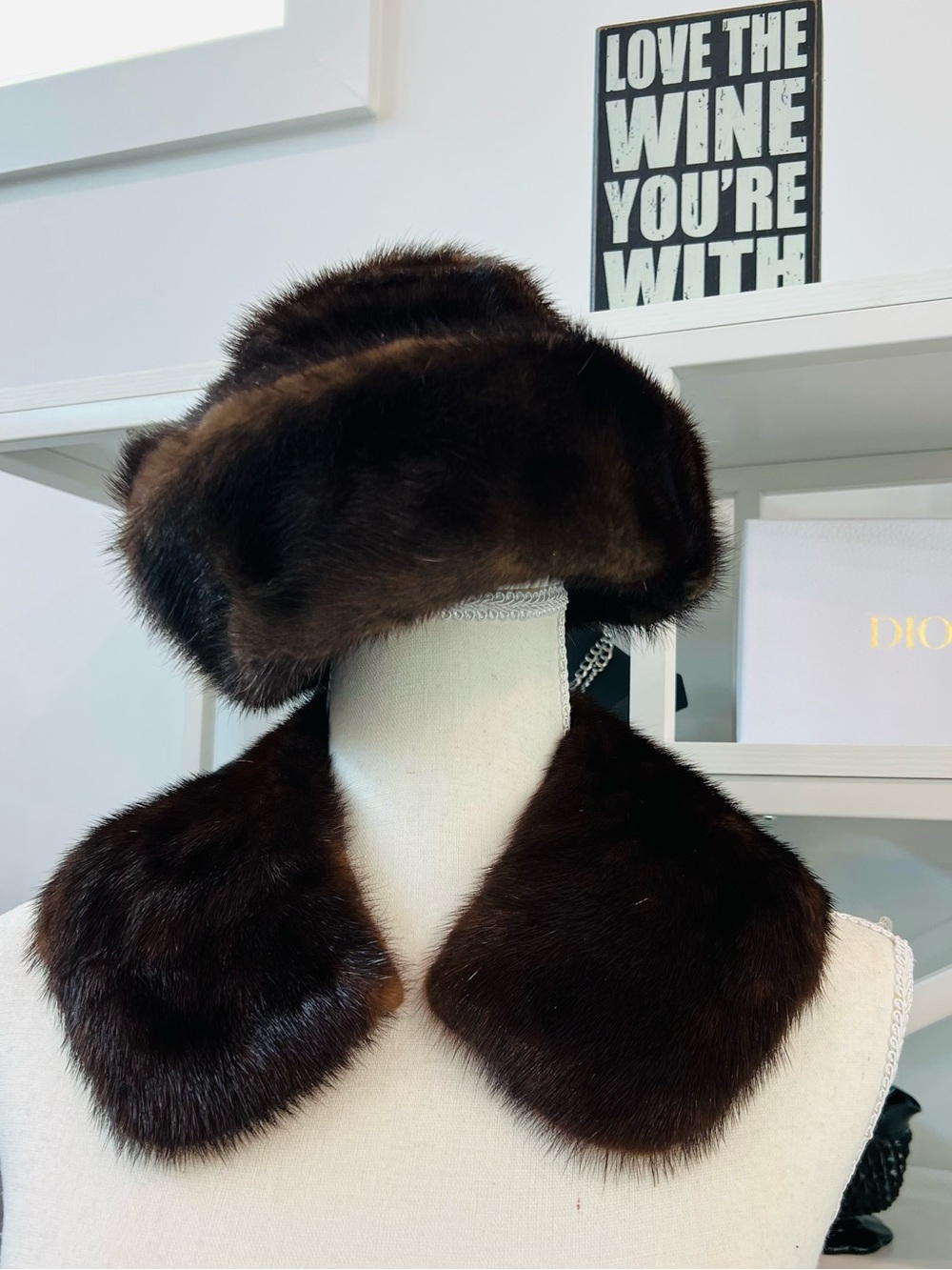 Vintage Genuine Mink Fur Hat and Collar